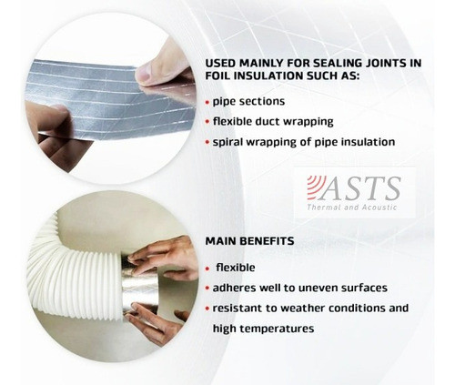 Cinta Aluminio Reforzada Tramada 75mm X 50m 90mic Asts 1