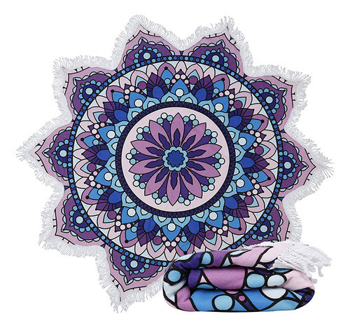 ~? Violet Mist Boho Mandala Omber Toallas De Playa Redondas 0