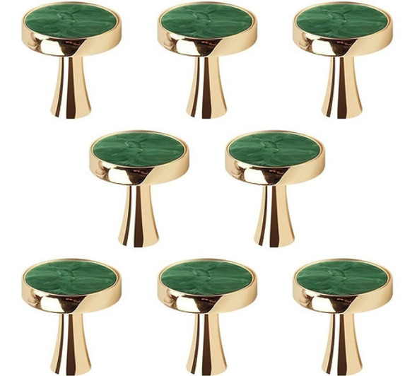 8 Tiradores Ruiao Circulares Verdes Y Dorados 25x26mm 0