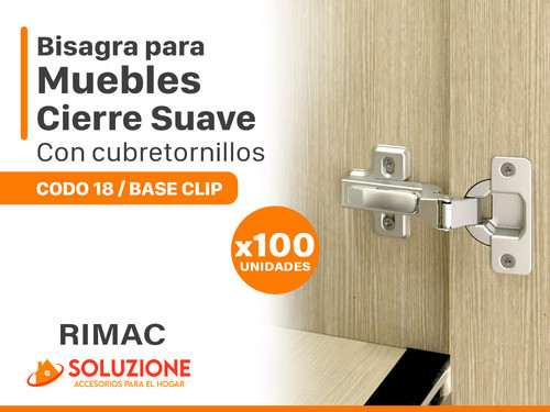 Bisagra 35mm Codo 18 Cierre Suave Premium X 100 Unidades 1