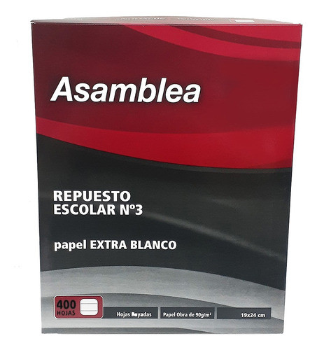 Repuesto Fliar Asamblea 400 Hjs Rayado Nº3 Papel Obra 90gr 0
