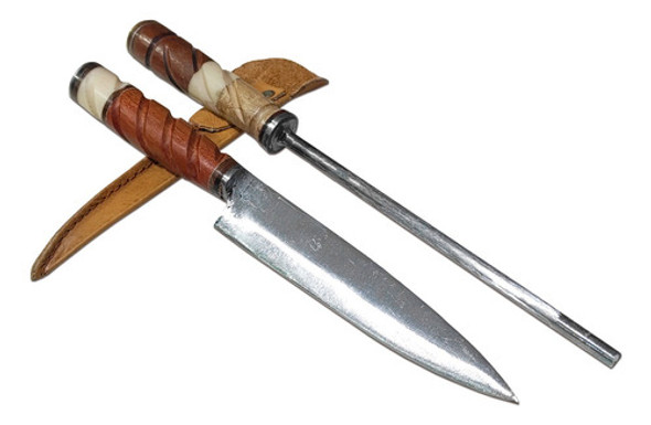 Cuchillo Y Chaira Criollo Campo Acero Carbono Garantía F153 0