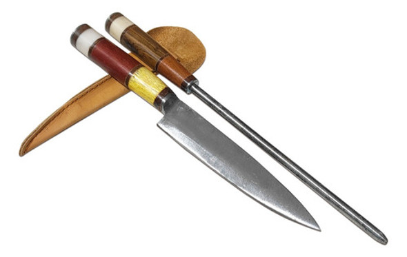 Cuchillo Y Chaira Criollo Campo Acero Carbono Garantía F153 1