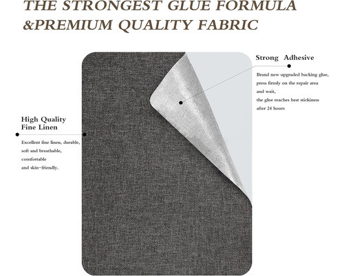 Parches De Lino Autoadhesivas, 20x28 Cm, 2 Piezas, Gris Oscu 1