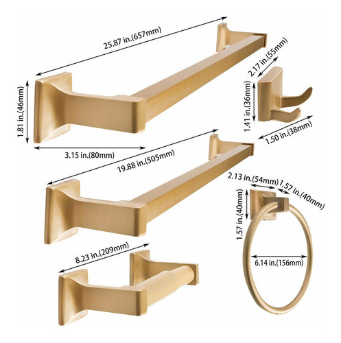 Set De 5 Accesorios Para Baño Bronce Satinado Sento -8ld9tf 1