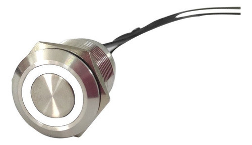 Pulsador Metalico 19mm Blanco Con Retencion Ip68 Sumergible 0