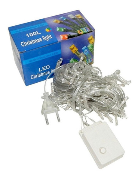 Luz 100 Luces Navidad 10 Metro Led Calida Cable Transparente 1