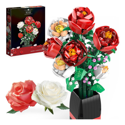 Flores Artificiales 818 Piezas Para Armar Con Florero 0