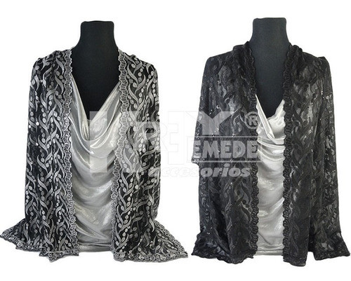 Pashmina De Fiesta De Encaje Bordado Con Lentejuelas Por Mayor X 12 Unidades Surtidas 0