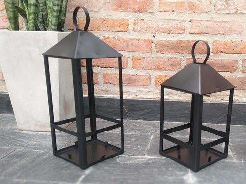 Set 2 Faroles /fanales Para Velas  En Metal.. 1