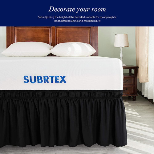 Subrtex Wrap Around Bed Skirt Elástico Elegante Soft Fabric 1