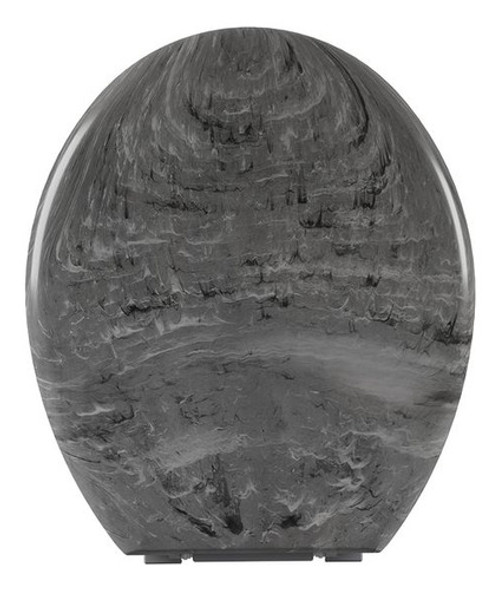 Asiento Tapa Inodoro Acolchada Marmolada Negro Astra 0