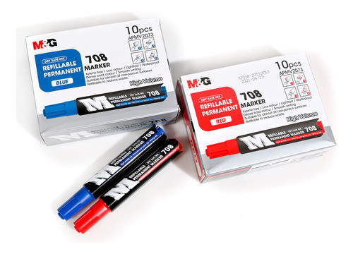 Marcador Permanente  Grueso Rojo Pack X3 - Goldin Papeleria 0