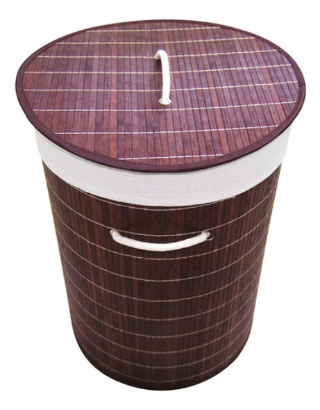 Cesto Ropa Circular Bambú Marrón Oscuro - Telecompras Sc 0