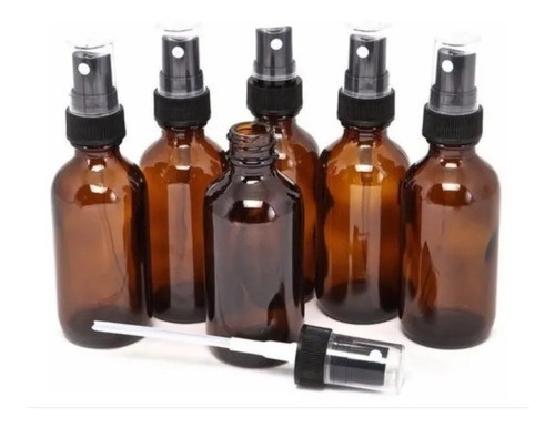 Frasco De Vidrio Ámbar 50ml Tapa C/spray Atomizador X100 0