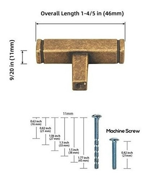 6 Tiradores De Bronce Antiguo 4.6cm Para Todo Mueble 1