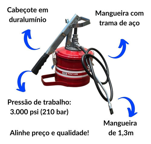 Bomba Engraxar Manual 7kg C/ Mangueira 1,30m Mac 40 1