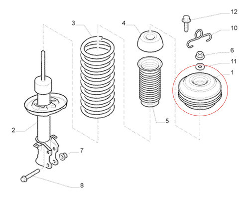 Cazoleta Amortiguador Delantero Fiat Grand Siena 1