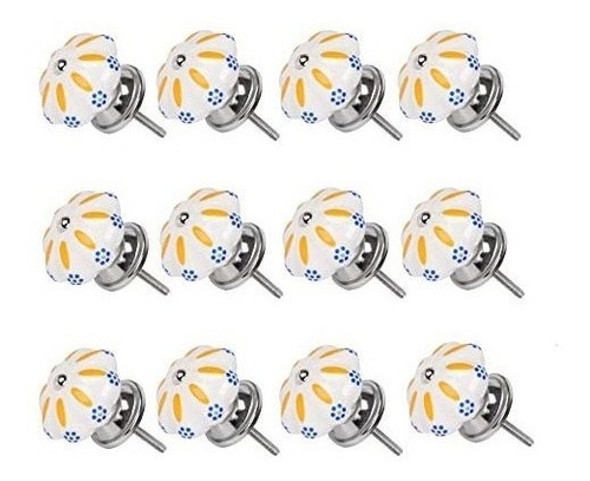 Tiradores De Muebles De Ceramica Pintada Floral Gazania 12u. 0