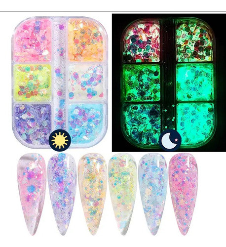 Glitter Azucarado Uñas *6 Briila En La Oscuridad, Manicura 1