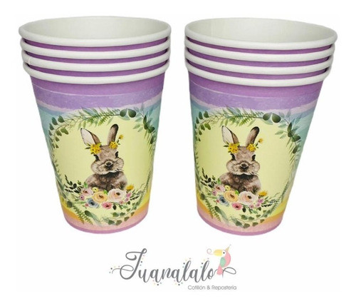 Vasos Conejito Pastel Pascuas X 8 U Otero Cotillon Juanalalo 0