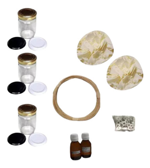 Combo Cera De Soja + Frascos + Esencia + Pabilo + Ojalillos 0