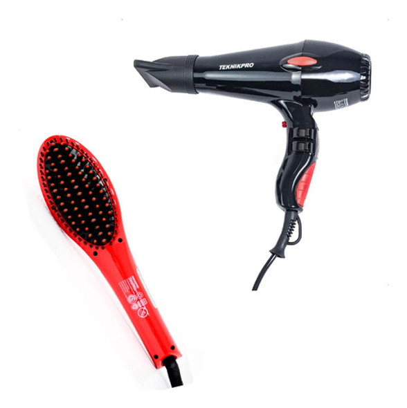 Kit Teknikpro Cepillo Alisador + Secador De Pelo 0
