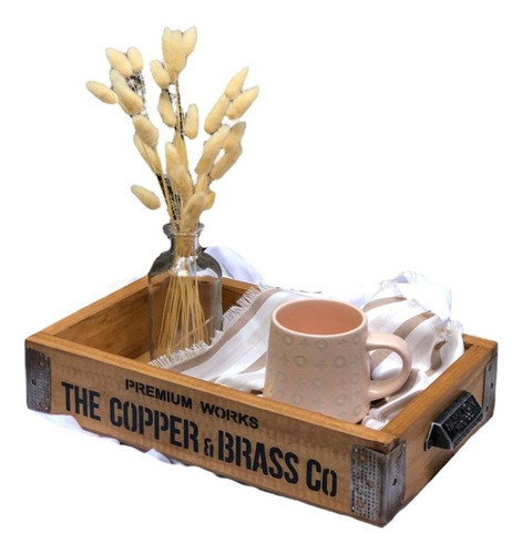 Bandeja De Madera The Copper & Brass Con Tiradores Hamilton 0