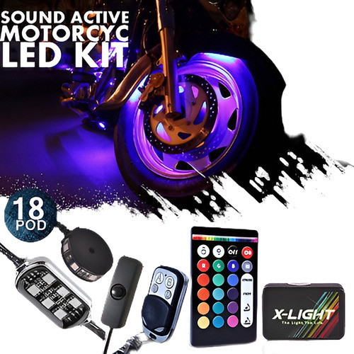 18pc Moto Luz Led Kit ¦ Acento Personalizadas Todo Color Pod 1