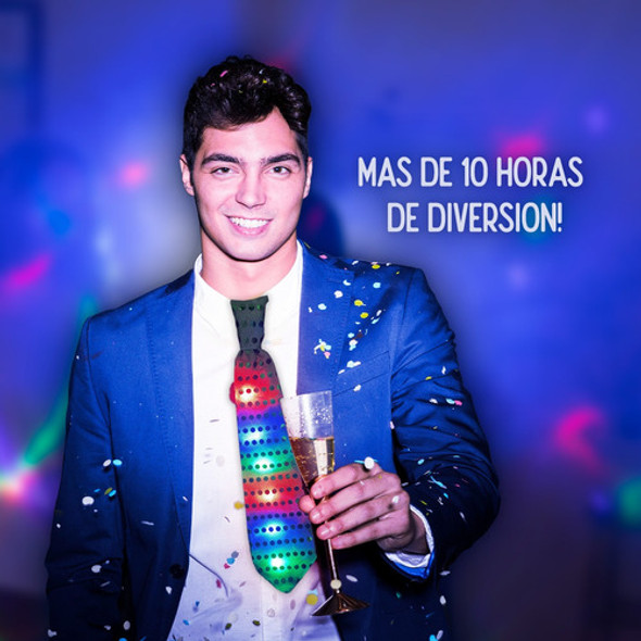 Corbata Luminosa Luz Led Cotillon Lentejuelas Brillante 1