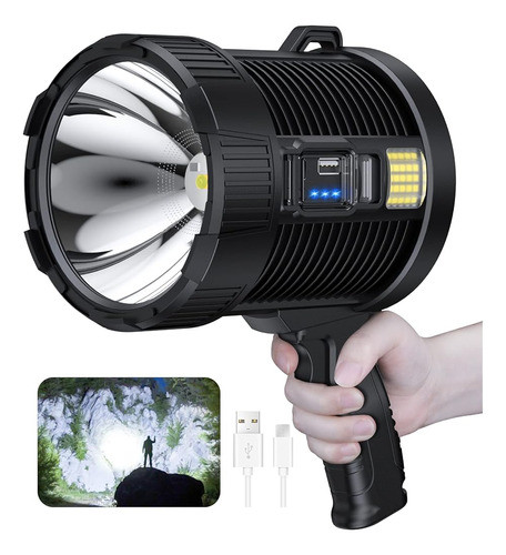 Foco Recargable, 100000 Lúmenes Focos Led Linterna Grande De 0