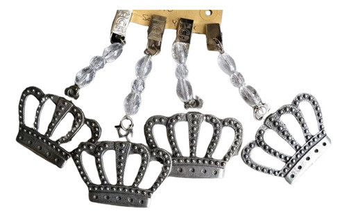 8 Pesas Para Mantel Corona Reina Metal Plata Envejecido 0