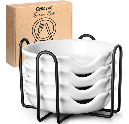 Descansos De Cuchara De Cerámica Con Soporte Metálico, 12 Cm 0