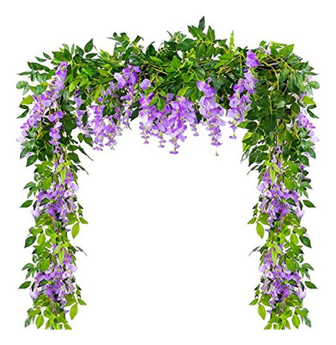 4 Piezas 6.6 Pies / Pieza Flores Artificiales Guirnalda De G 0