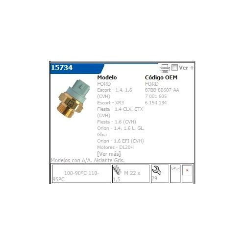 Bulbo Temperatura Electroventilador Ford Mondeo 1.8 D 100-90 0