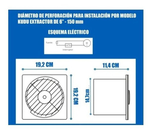 Extractor Aire Baño Grafito (150mm/6 Pul) Para Cocina 1