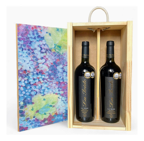 Estuche De Madera  Art Box  + 2 Vinos  La Íride Oro 0