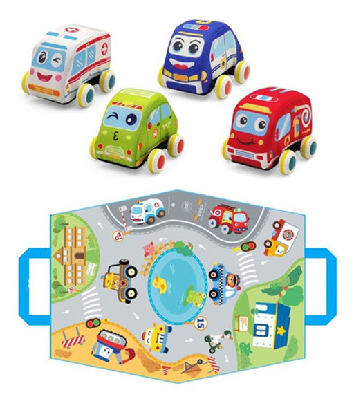 Set De 4 Autos Blandos De Juguete Peluche Para Bebe 0 Set De 4 Autos Blandos De Juguete Peluche Para Bebe 0