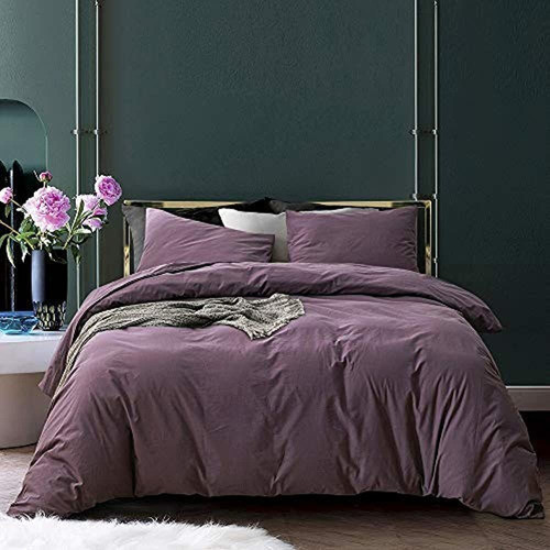 Ecocott Lilac Purple Funda Nórdica Queen, 100% Algodón Lavad 0