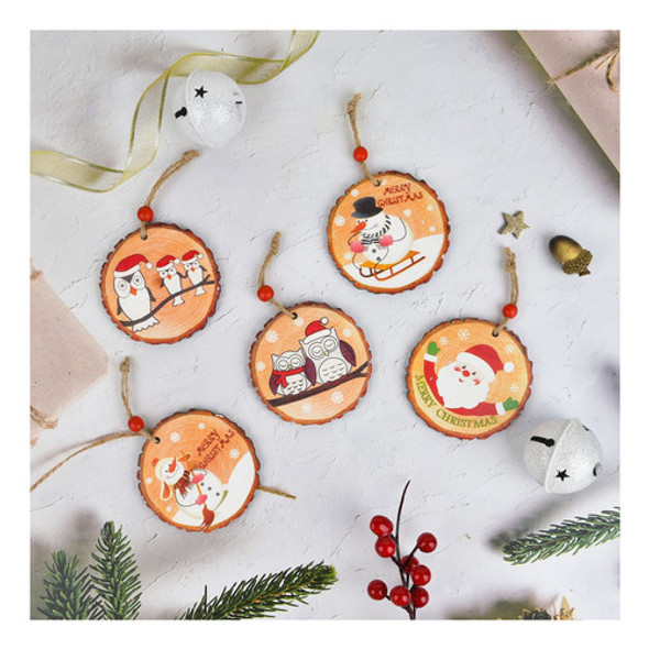 Lvydec 10 Adornos De Madera Para Navidad, Adornos Redondos D 1