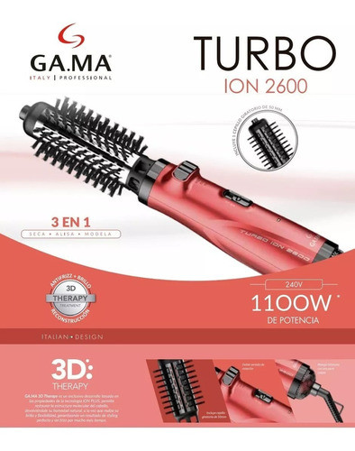 Gama Turbo Ion 2600 Cepillo Secador Modelador 3d Giratorio 1