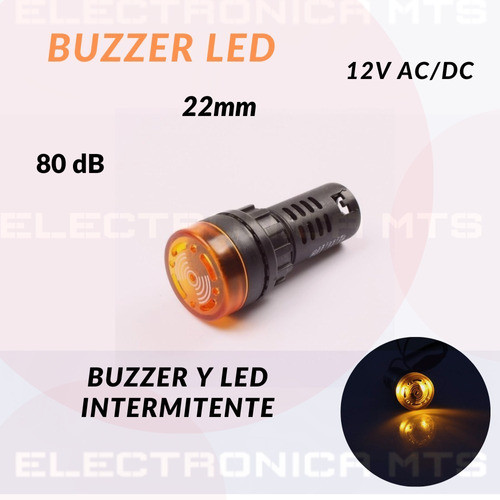 Zumbador Buzzer Alarma Tablero 12v 22mm Led Amarillo 1