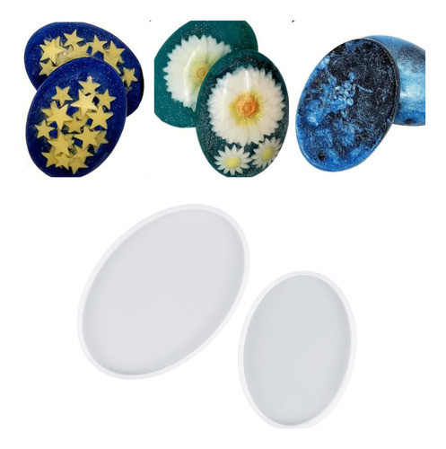 Molde Silicona Bandeja  Oval X2 Tamaños Posa Vaso Resina 0