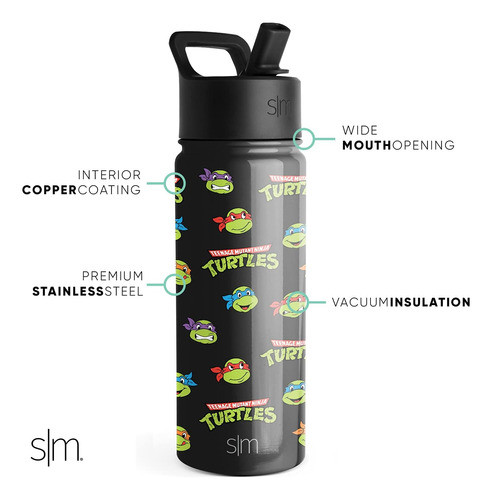 Botella De Agua Inoxidable Para Niños Tmnt Turtles 51cl 1