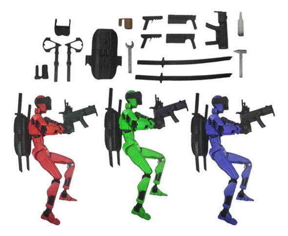 Kit 3 Muñecos Articulados Dummy 13 + Accesorios Y Armas 0
