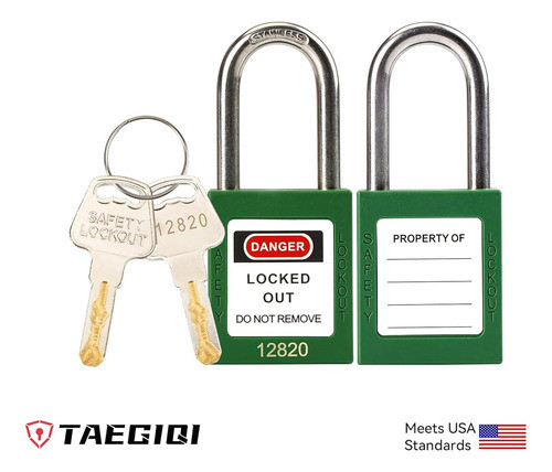 ~? Taegiqi 1candado De Seguridad Verde Con Bloqueo Y Etiquet 1