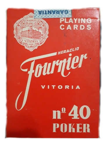 Mazo Cartas De Poker Fournier Vitoria 40 Antigua Roja 0