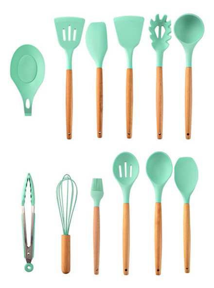Set Utensilios 13 Piezas Silicona Mango Madera Vonne 0