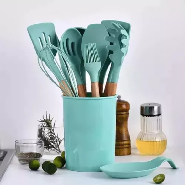 Set Utensilios 13 Piezas Silicona Mango Madera Vonne 1