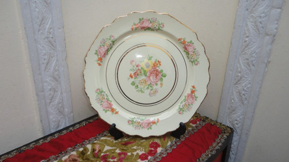 Plato Americano Antiguo Diseño Floral Bandas En Oro Vealo 1